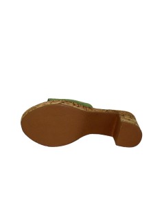 Cinzia Soft Ciabatta Zeppa Tacco Sughero Camoscio Verde