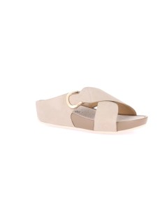 Grunland Ciabatta Super Leggera Fit Incrocio Fibbia Velcro Beige
