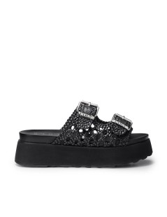 Cult Ciabatta Janis Platform 2 Fasce Intreccio Nero