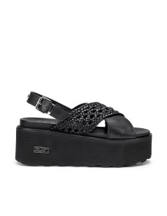 Cult Sandalo Nancy Platform Incrocio Intreccio Nero