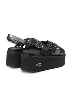 Cult Sandalo Nancy Platform Incrocio Intreccio Nero