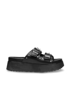 Cult Ciabattina Janis Platform  Arizona Borchie Pelle Nero