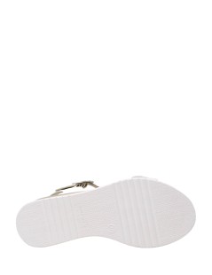 Valleverde Sandalo Zeppa Bicolor Velcro Strass Bianco