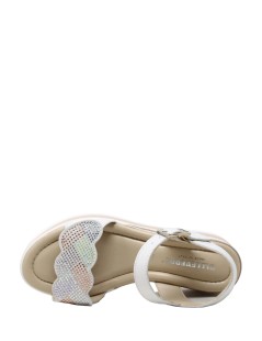 Valleverde Sandalo Zeppa Bicolor Velcro Strass Bianco