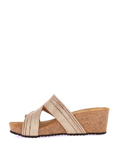 Grunland Ciabatta Sughero Zeppa Alta Girella Tessuto Cipria