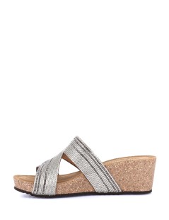 Grunland Ciabatta Sughero Zeppa Alta Girella Tessuto Antracite