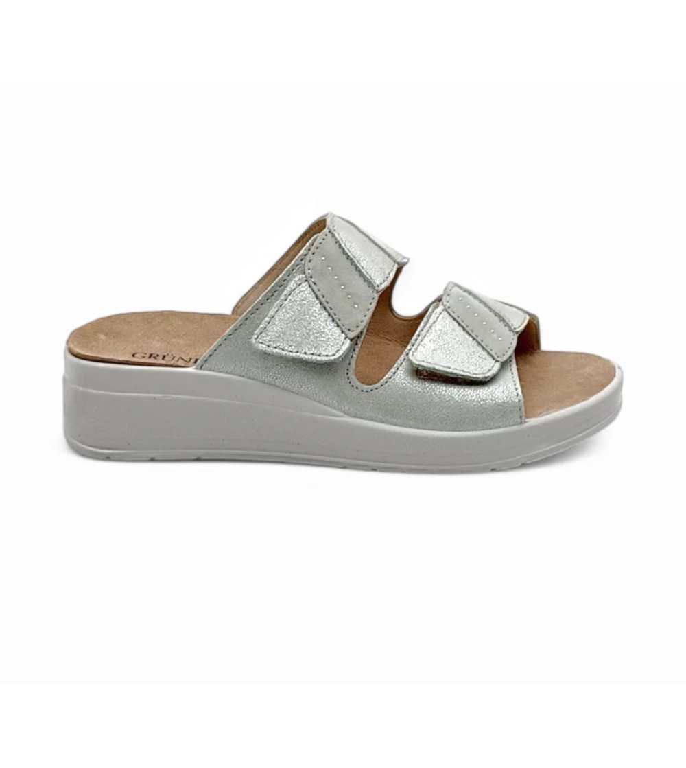 Grunland Ciabatta Medio con Plantare 2 Velcro Nabuk Menta