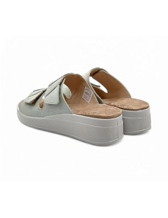 Grunland Ciabatta Medio con Plantare 2 Velcro Nabuk Menta