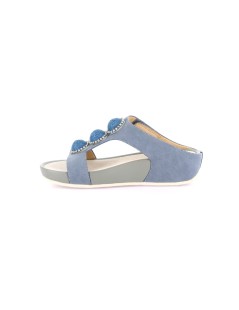 Grunland Ciabatta Fit 2 Fasce con Velcro Cameo Strass Jeans