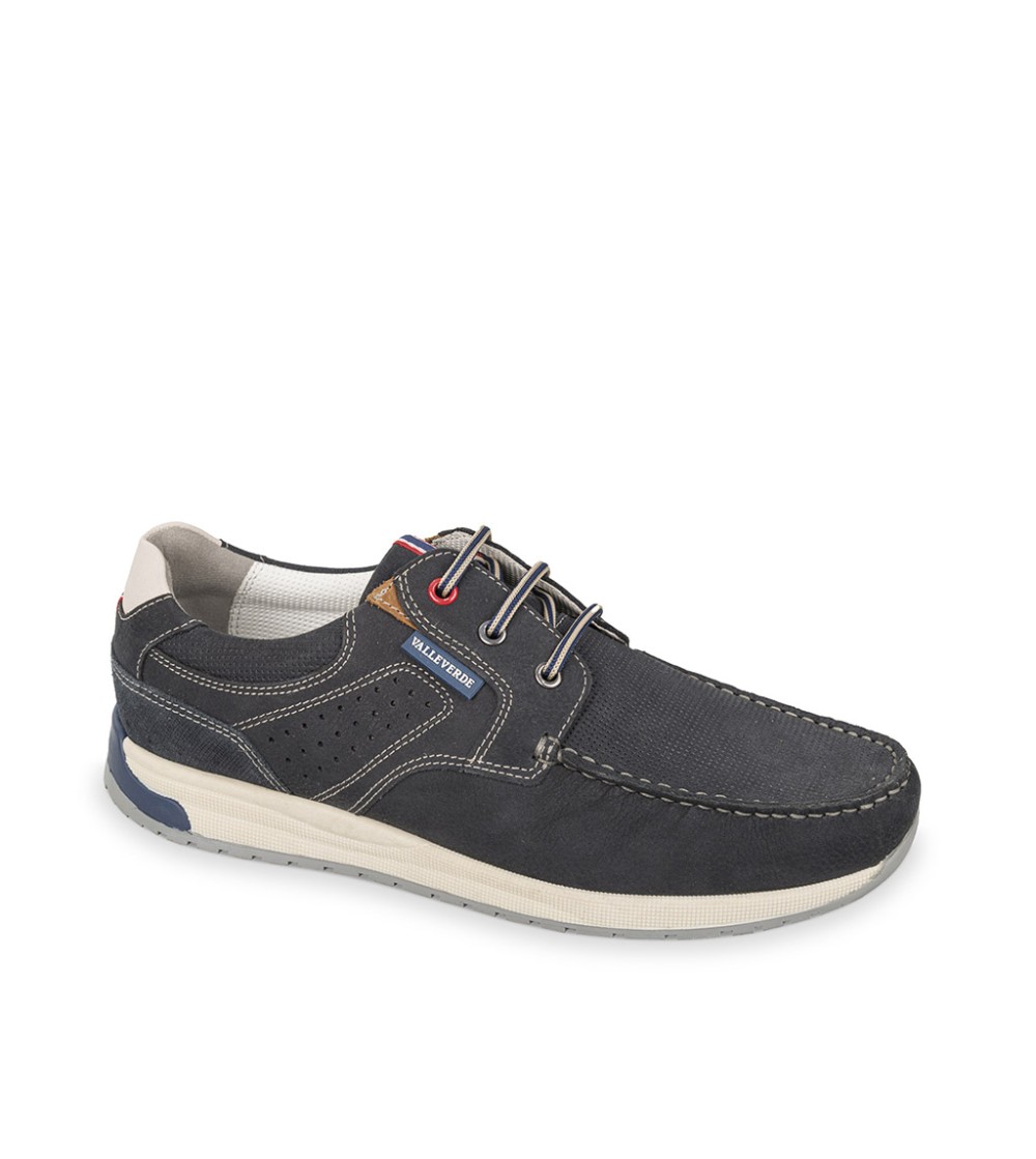 Valleverde Stringata con Vaschetta Tubolare Vela Nabuk Navy
