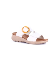 Grunland Ciabatta Comfort con Fascia Elastico e Velcro Bianco
