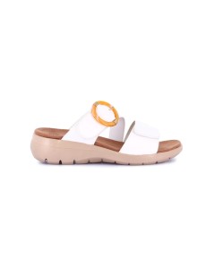 Grunland Ciabatta Comfort con Fascia Elastico e Velcro Bianco