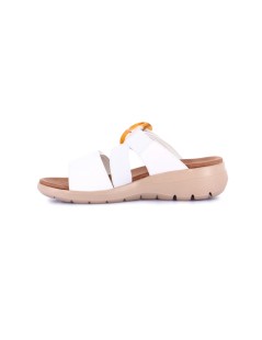 Grunland Ciabatta Comfort con Fascia Elastico e Velcro Bianco