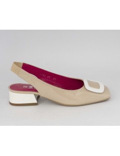 Le Babe Slingback Ballerina Bicolor Naplak Sandalo Bianco