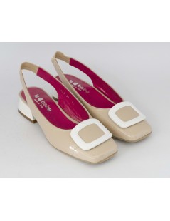Le Babe Slingback Ballerina Bicolor Naplak Sandalo Bianco