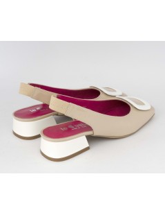 Le Babe Slingback Ballerina Bicolor Naplak Sandalo Bianco