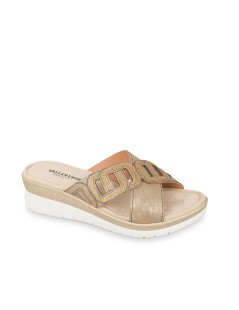Valleverde Ciabatta Zeppa Media Incrocio Glitter Bronzo