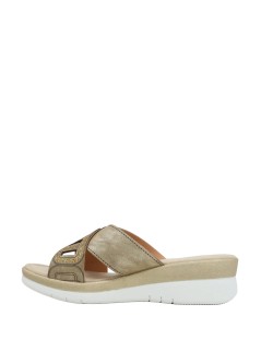 Valleverde Ciabatta Zeppa Media Incrocio Glitter Bronzo