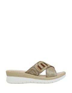 Valleverde Ciabatta Zeppa Media Incrocio Glitter Bronzo
