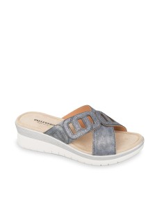 Valleverde Ciabatta Zeppa Media Incrocio Glitter Bluette