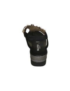 Valleverde Sandalo Infradito con Zeppa Strass Chiusura Elastico Nero
