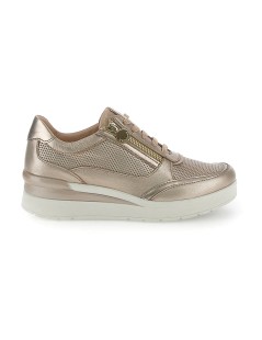 Stonefly Sneakers Cream Zeppa Alta con Zip Laminato Oro