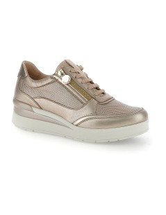 Stonefly Sneakers Cream Zeppa Alta con Zip Laminato Oro