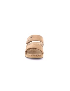 Grunland Ciabatta Comfort Sottopiede Cucito 2 Velcro Nabuk Taupe