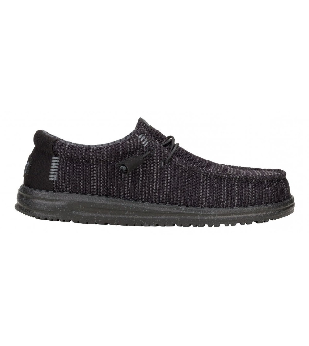 Hey Dude Slipon Uomo Wally Stretch Sox Elastic Tessuto Tutto Nero