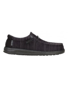 Hey Dude Slipon Uomo Wally Stretch Sox Elastic Tessuto Tutto Nero