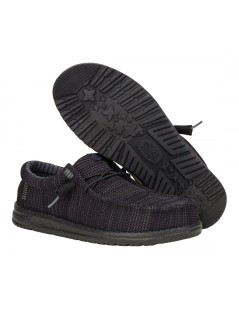 Hey Dude Slipon Uomo Wally Stretch Sox Elastic Tessuto Tutto Nero