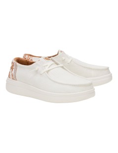 Hey Dude Slipon Donna Wendy Fondo Alto Elastic Tessuto Bianco Multi
