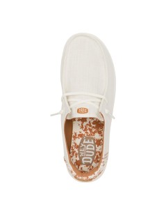 Hey Dude Slipon Donna Wendy Fondo Alto Elastic Tessuto Bianco Multi