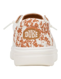 Hey Dude Slipon Donna Wendy Fondo Alto Elastic Tessuto Bianco Multi