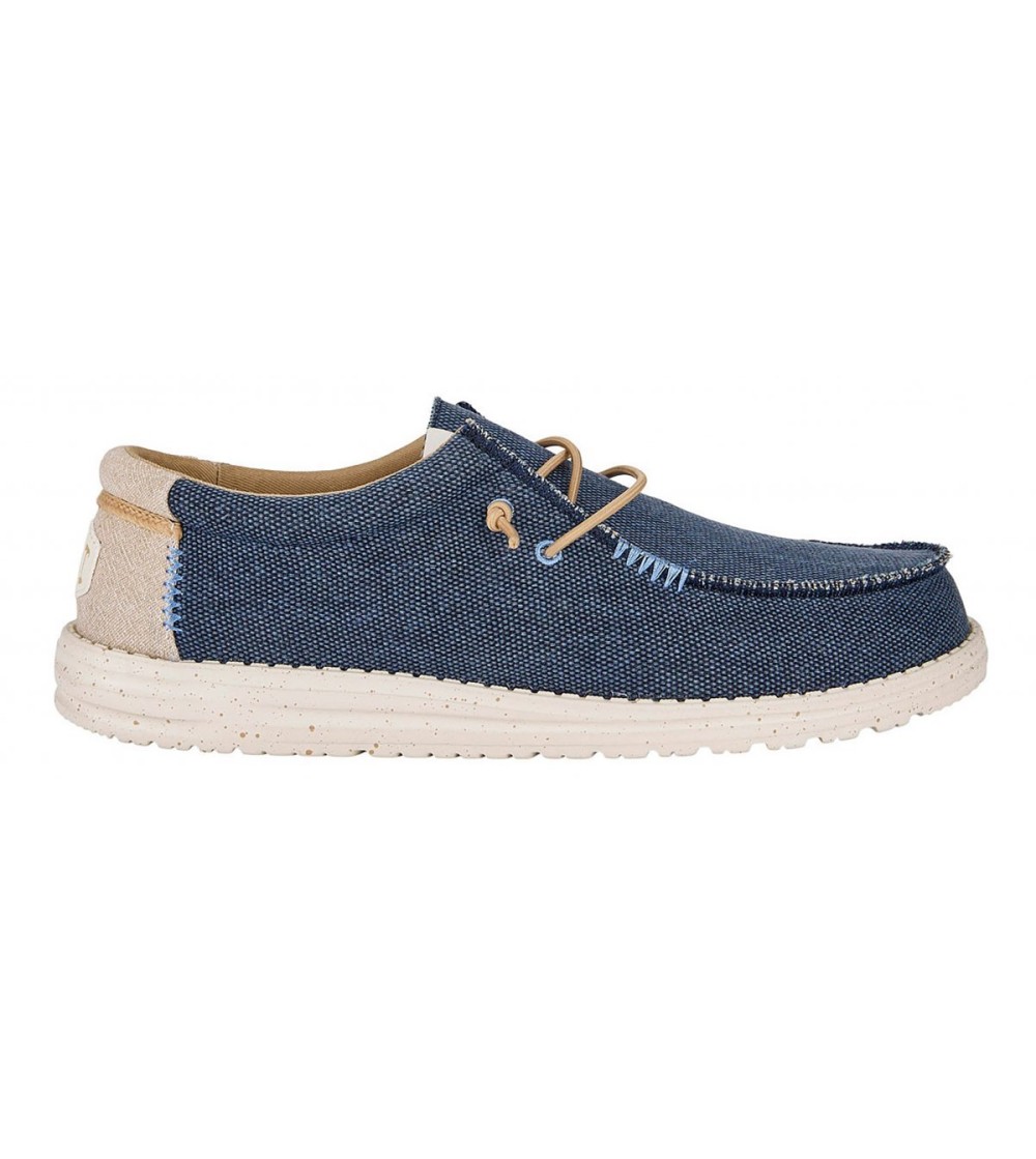 Hey Dude Slipon Uomo Wally Elastic Taglio Vivo Tessuto Navy