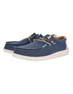 Hey Dude Slipon Uomo Wally Elastic Taglio Vivo Tessuto Navy