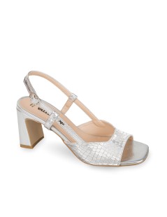 Valleverde Sandalo Cerimonia Tacco Largo Laminato Argento