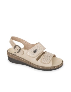 Valleverde Sandalo Comfort 3 Velcro Plantare Predisposto Beige