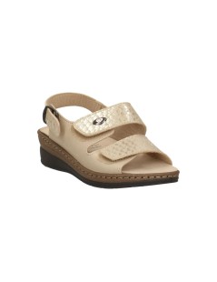 Valleverde Sandalo Comfort 3 Velcro Plantare Predisposto Beige