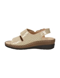 Valleverde Sandalo Comfort 3 Velcro Plantare Predisposto Beige