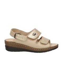 Valleverde Sandalo Comfort 3 Velcro Plantare Predisposto Beige