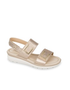 Valleverde Sandalo Zeppa 2 Velcro Fibbia Laminato Rosa Gold