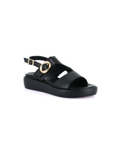 Grunland Sandalo Platform Sottopiede Pelle Nappa Nero