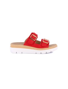 Grunland Ciabatta 2 Fibbie Velcro Plantare Estraibile Nappa Rosso