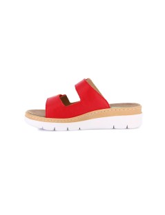 Grunland Ciabatta 2 Fibbie Velcro Plantare Estraibile Nappa Rosso
