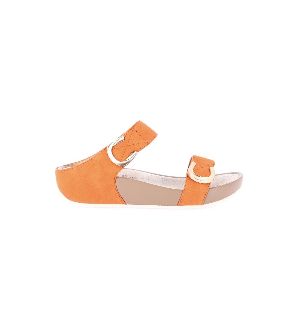 Grunland Ciabatta Fit Doppio Fascia Velcro Extra Leggera Arancio