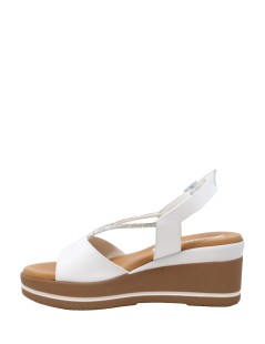 Susimoda Sandalo Zeppa Plantare Gel Fascette Strass Nappa Bianco