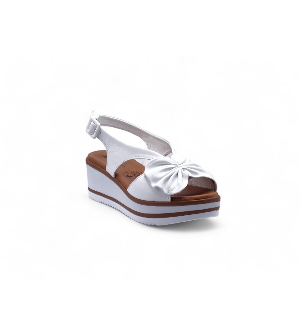 Susimoda Sandalo Platform Plantare Gel Rouche Nappa Bianco
