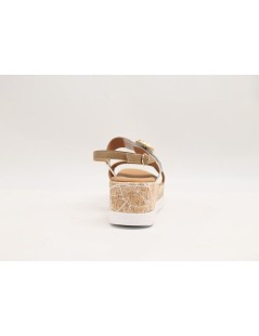 Susimoda Sandalo Zeppa Sughero 2 Fasce Nappa Camel Bianco
