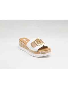 Susimoda Ciabatta Zeppa Sughero Monofascia Nappa Bianco